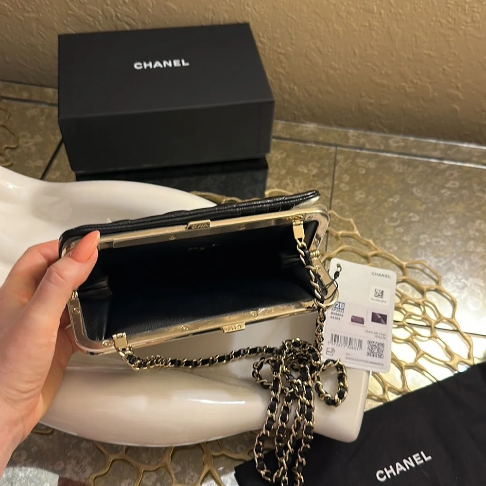 New Chanel Clutch with Gold Chain Full Set